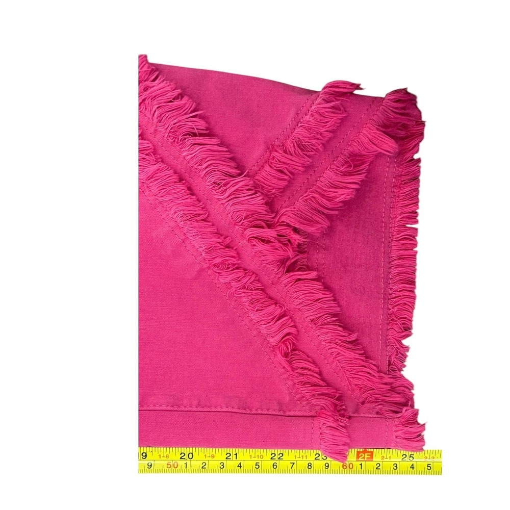 John Mark Capri Pants Women 16 Pink Cropped Straight Fringe Hem Stretch Comfort - Picture 10 of 10